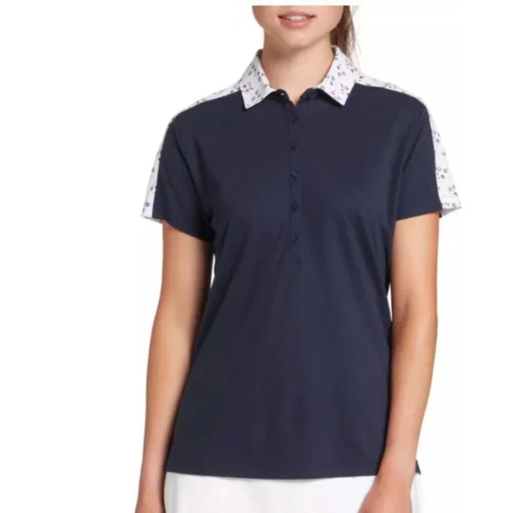 Lady Hagen Printed Block Americana Short Sleeve Golf Polo Shirt Large Athleisure